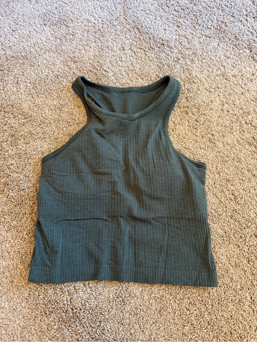lululemon athletica Ribbed High-Neck Crop Tank - Olive